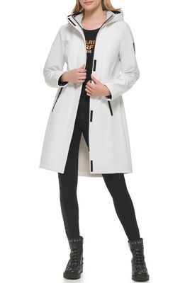 Karl Lagerfeld Paris Water Resistant Hooded Raincoat in White
