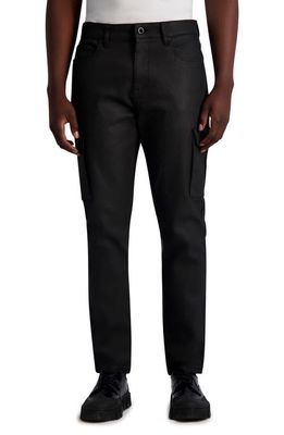Karl Lagerfeld Paris Waxed Stretch Cotton Cargo Pants in Black