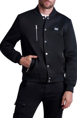 Karl Lagerfeld Paris Woven Bomber Jacket in Black