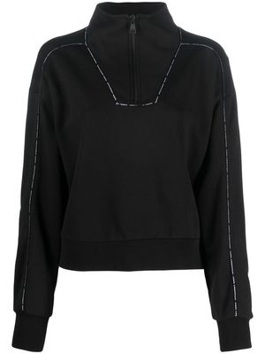 Karl Lagerfeld piped-trim organic-cotton sweatshirt - Black