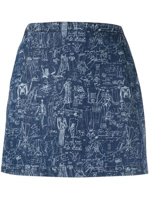 Karl Lagerfeld printed denim skirt - Blue