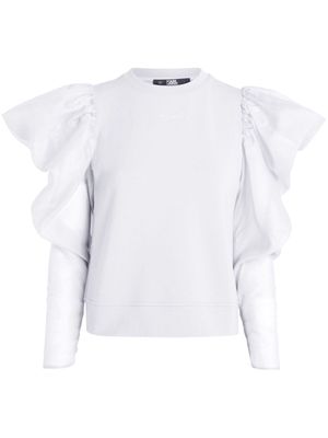 Karl Lagerfeld puff-sleeves cotton sweatshirt - White