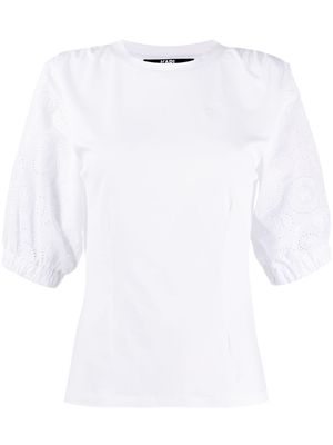 Karl Lagerfeld puffy woven sleeve top - White