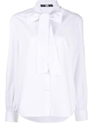 Karl Lagerfeld pussy-bow organic cotton shirt - White