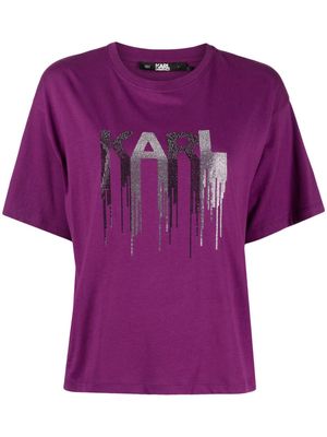 Karl Lagerfeld rhinestone-embelished organic-cotton T-shirt - Purple