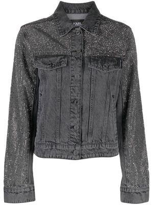 Karl Lagerfeld rhinestone-embellished denim jacket - Grey