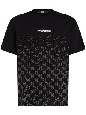 Karl Lagerfeld rhinestone-embellished monogram organic-cotton T-shirt - Black
