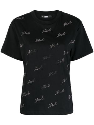 Karl Lagerfeld rhinestone-embellished organic-cotton T-shirt - Black