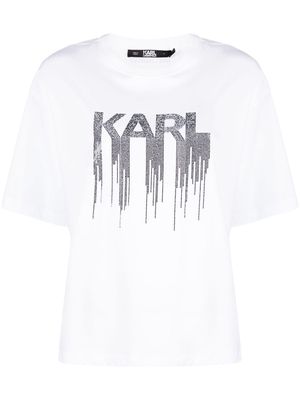 Karl Lagerfeld rhinestone-embellished organic-cotton T-shirt - White
