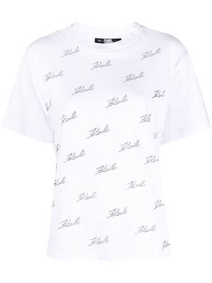 Karl Lagerfeld Rhinestone Karl organic cotton T-shirt - White