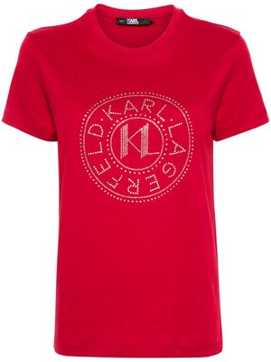 Karl Lagerfeld rhinestone-logo T-shirt - Red