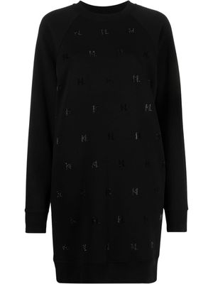 KARL LAGERFELD rhinestone monogram sweater dress - Black