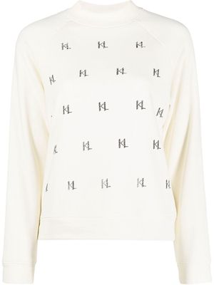 KARL LAGERFELD rhinestone monogram sweatshirt - Neutrals