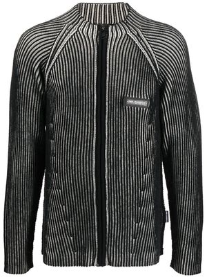 Karl Lagerfeld ribbed-knit zip-up cardigan - Black