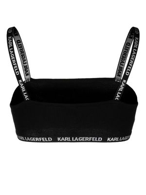 Karl Lagerfeld ribbed logo-strap bandeau bra - Black