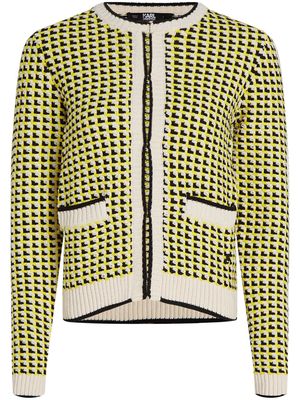 Karl Lagerfeld round-neck bouclé cardigan - Yellow