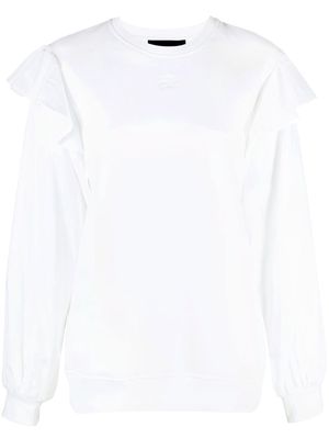 Karl Lagerfeld ruffle-trim sweatshirt - White