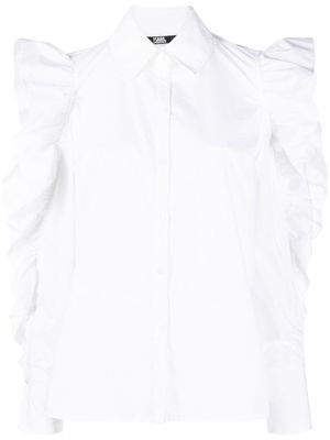 Karl Lagerfeld ruffled cotton shirt - White