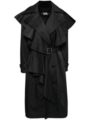 Karl Lagerfeld ruffled trench coat - Black