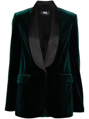 Karl Lagerfeld satin-lapel velvet blazer - Green