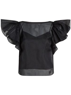 Karl Lagerfeld semi-sheer ruffled-trim blouse - Black