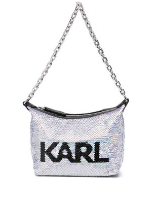 Karl Lagerfeld sequin-embellished cable-link chain shoulder bag - Silver