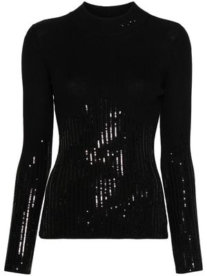 Karl Lagerfeld sequin-embellished knitted top - Black