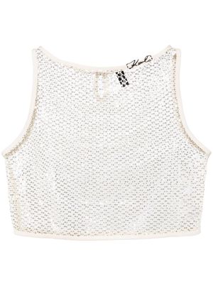 Karl Lagerfeld sequined mesh crop top - Neutrals