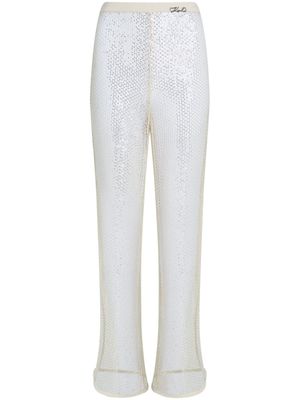 Karl Lagerfeld sequinned mesh trousers - Neutrals