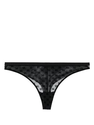 Karl Lagerfeld sheer monogram-pattern thong - Black