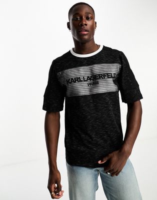 Karl Lagerfeld short sleeve contrast t-shirt with mesh logo-Multi