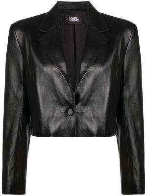 Karl Lagerfeld Signature cropped leather jacket - Black