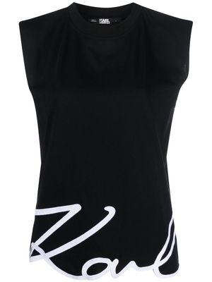 Karl Lagerfeld Signature organic-cotton tank top - Black