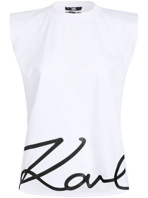 Karl Lagerfeld Signature organic-cotton tank top - White