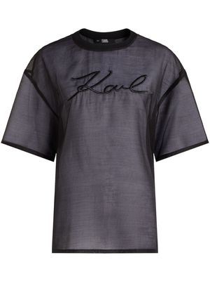 Karl Lagerfeld Signature organza T-shirt - Black