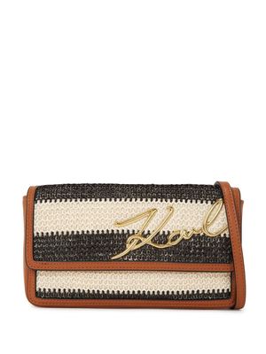 Karl Lagerfeld Signature raffia clutch bag - Brown