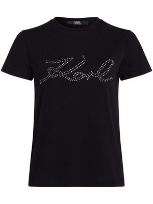 Karl Lagerfeld Signature rhinestone-embellished T-shirt - Black