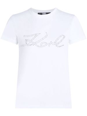 Karl Lagerfeld Signature rhinestone-embellished T-shirt - White