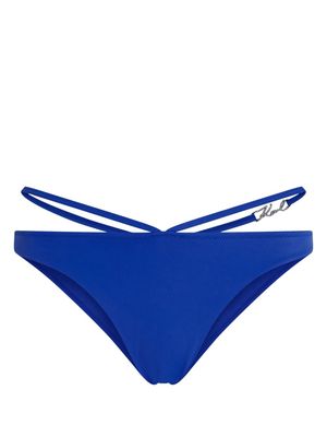 Karl Lagerfeld Signature strap-detail bikini bottoms - Blue