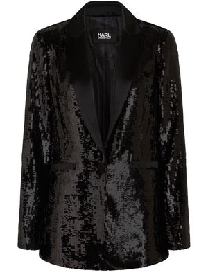 Karl Lagerfeld single-breasted sequin blazer - Black
