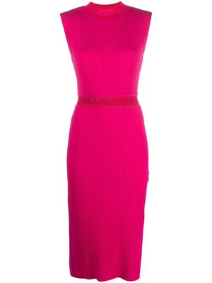 Karl Lagerfeld sleeveless knitted midi dress - Pink