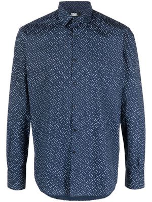 Karl Lagerfeld slim-cut spot-print shirt - Blue