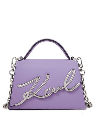 Karl Lagerfeld small K/Signature 2.0 leather tote bag - Purple