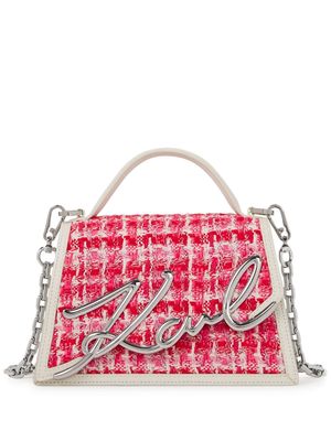 Karl Lagerfeld small K/Signature bouclé tote bag - Red