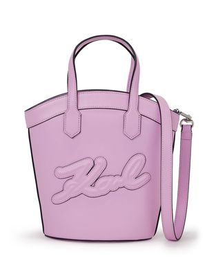 Karl Lagerfeld small Signature Tulip leather tote bag - Pink