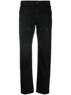 Karl Lagerfeld sparkle-monogram straight jeans - Black
