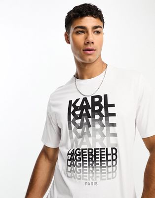Karl Lagerfeld stacked logo t-shirt in white