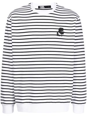 Karl Lagerfeld striped logo-patch sweatshirt - White