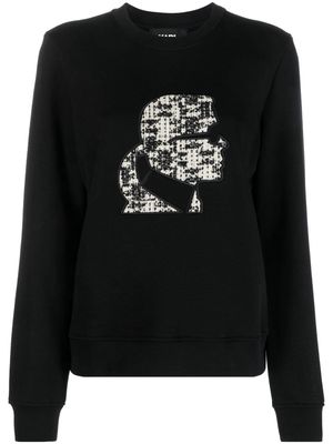 Karl Lagerfeld tweed-detail crew-neck sweatshirt - Black