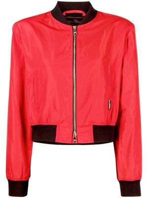 Karl Lagerfeld two-tone cropped bomber jacket - Red